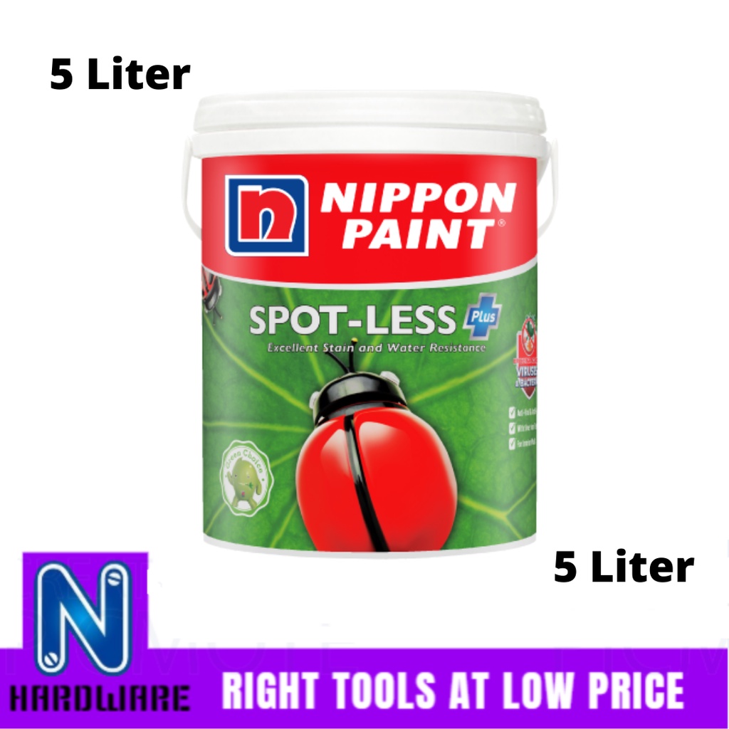 Nippon Paint Spotless Spot Less Plus Interior Wall Paint 5L Cat Dalam