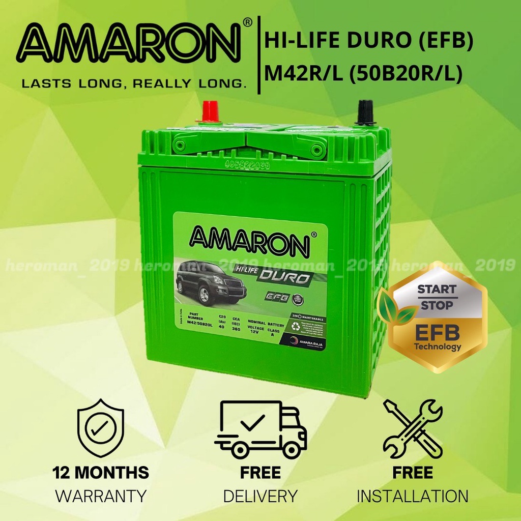 AMARON HI LIFE DURO EFB M42R L 50B20R L MF Car Battery