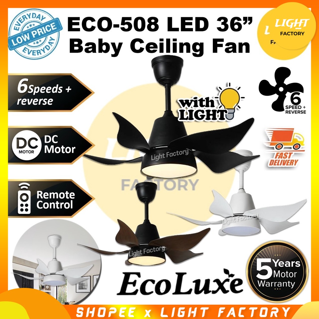 ECOLUXE ECO 508 36 5 Blades DC Motor Baby Fan With 3 Color LED Light 6