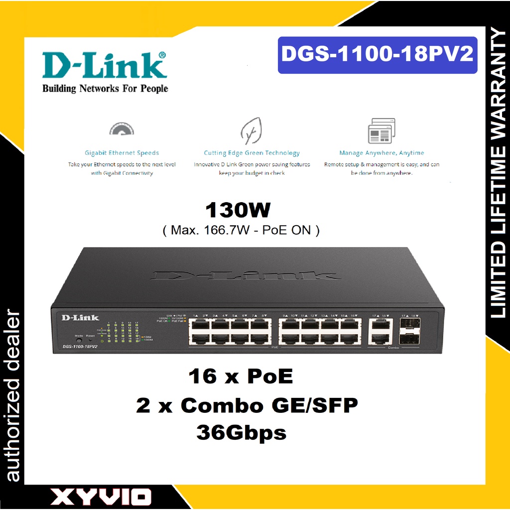 D Link Dgs P V Port Gigabit Smart Managed Poe Switch With