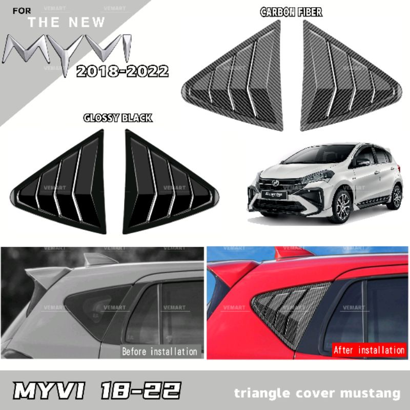 Vemart Perodua Myvi Gen Gm Carbon Fiber Triangle Window Cover