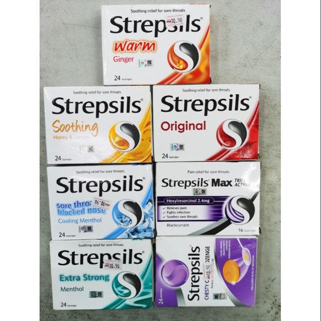 READY STOCK STREPSILS SORE THROATS LOZENGE TABLETS 24 S EXTRA STRONG