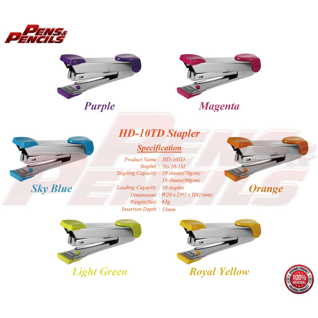 MAX HD 10 Stapler Tokyo Design HD 10TD HD10 Stapler Max Stapler