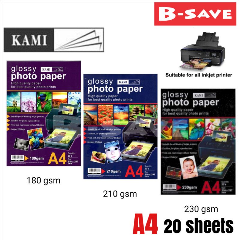 Kami A Glossy Photo Paper Gsm Gsm Gsm Sheets Kertas