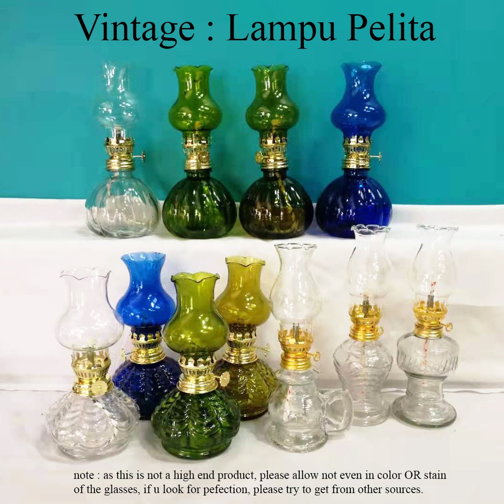 Vintage Kerosene Glass Lamp Retro Lampu Pelita Kenangan Di Kampung