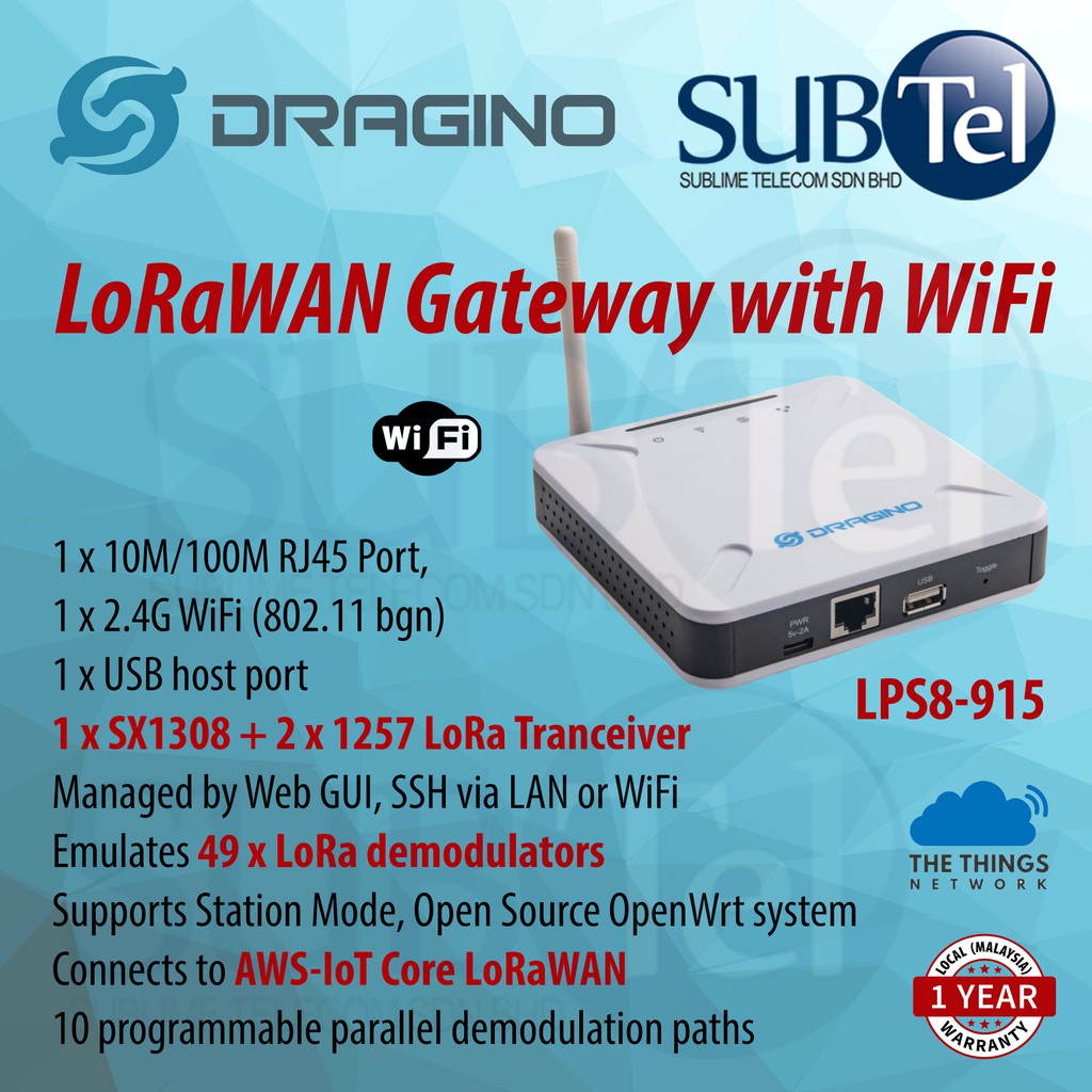 Dragino LPS8 LoRaWAN IoT Gateway With WiFi LPS8 915 LoRa WAN Pico