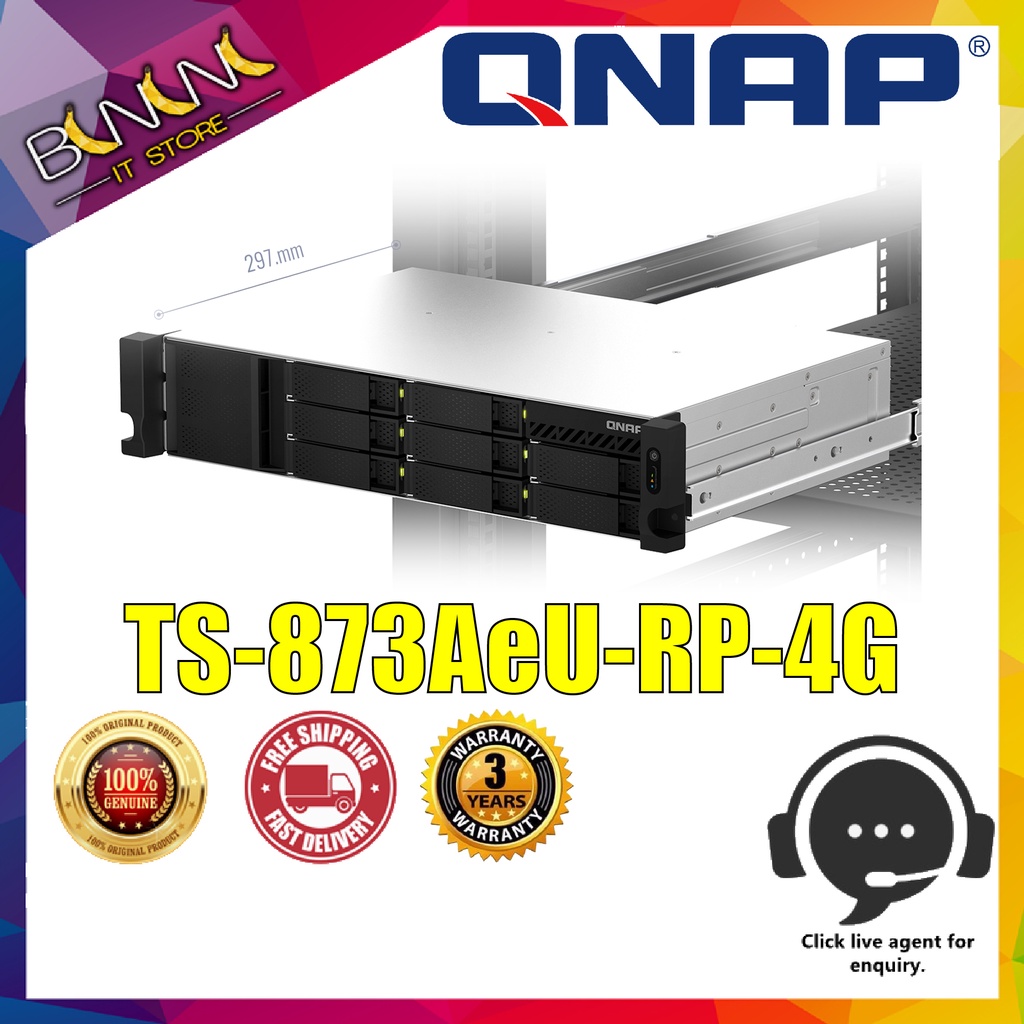 Qnap Ts Aeu Rp G Short Depth Rackmount Gbe Nas Space Efficient