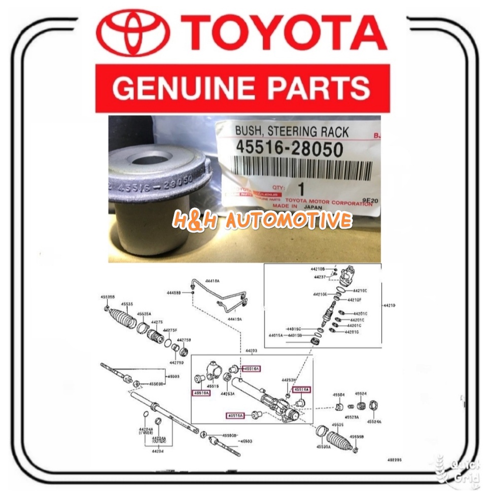 Original Toyota Steering Rack Bush Vios Camry Estima Harrier Alphard