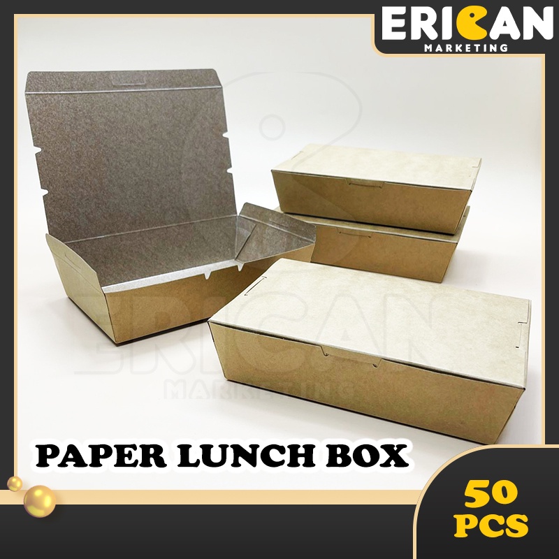 Pcs Brown White Disposable Paper Lunch Box M Food Packaging Paper