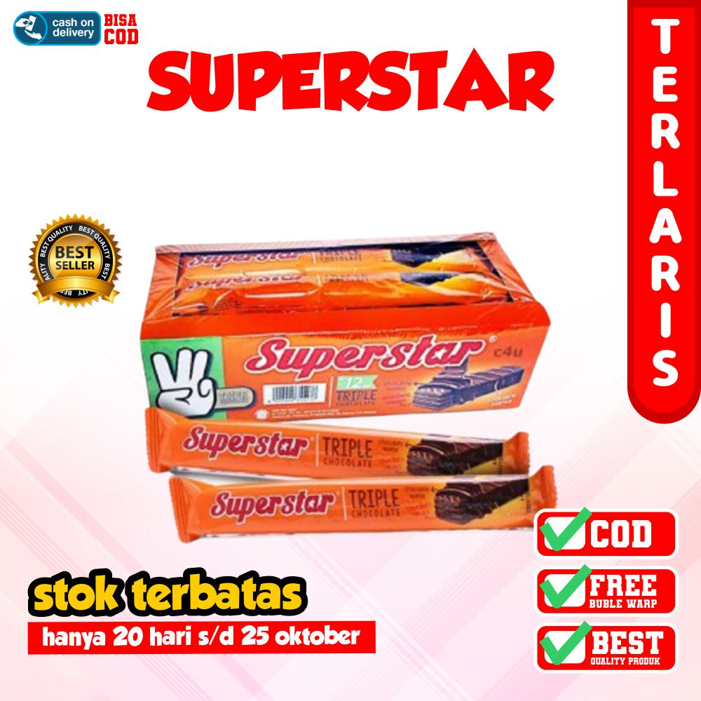 Superstar Wafer Triple Chocolate Snack Light Biscuit Food Biscuit Brown