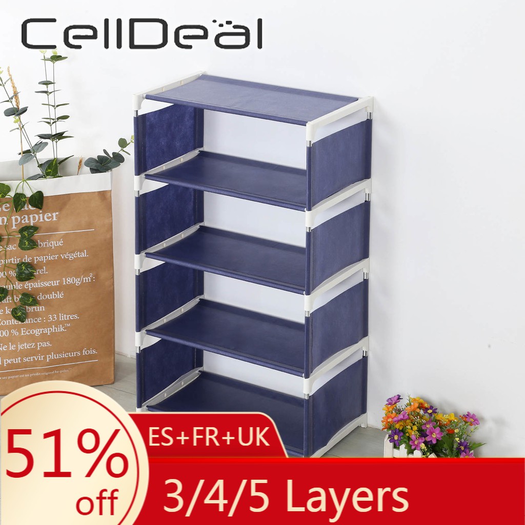 CellDeal 3 4 5 Layers Reinforced Non Woven Shoe Rack Living Room Fabric