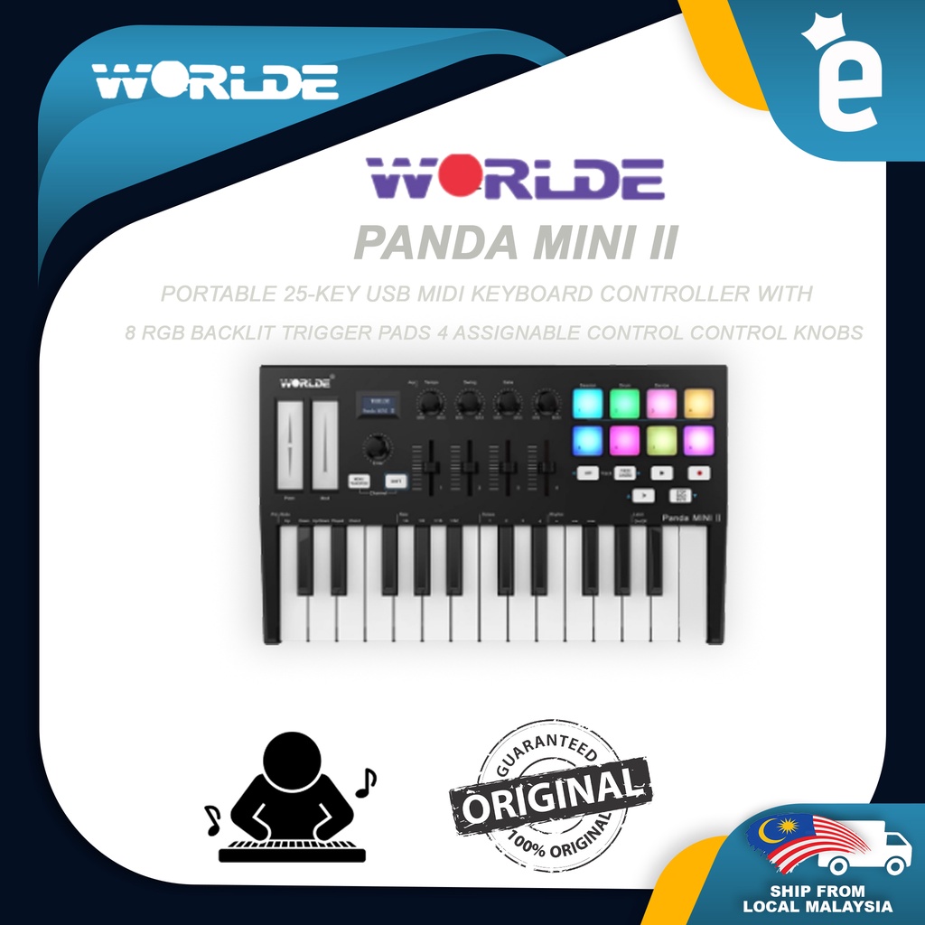 WORLDE Panda MINI II Portable 25 Key USB MIDI Keyboard Controller With