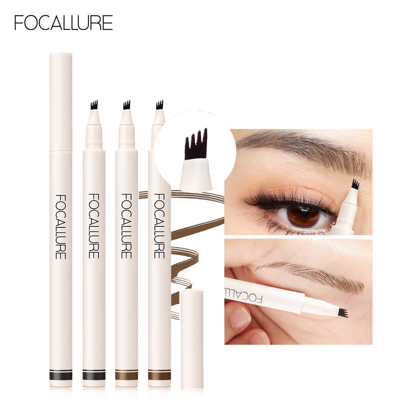 FOCALLURE Four Head Bifurcation Three Eyebrow Pencil Waterproof Long