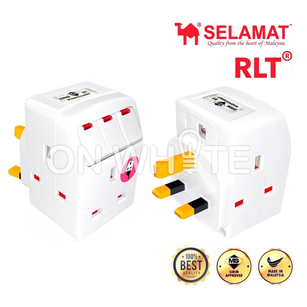 3 Way Adaptor With Neon Switch 13A SIRIM 3Way RLT LEMAX LMX