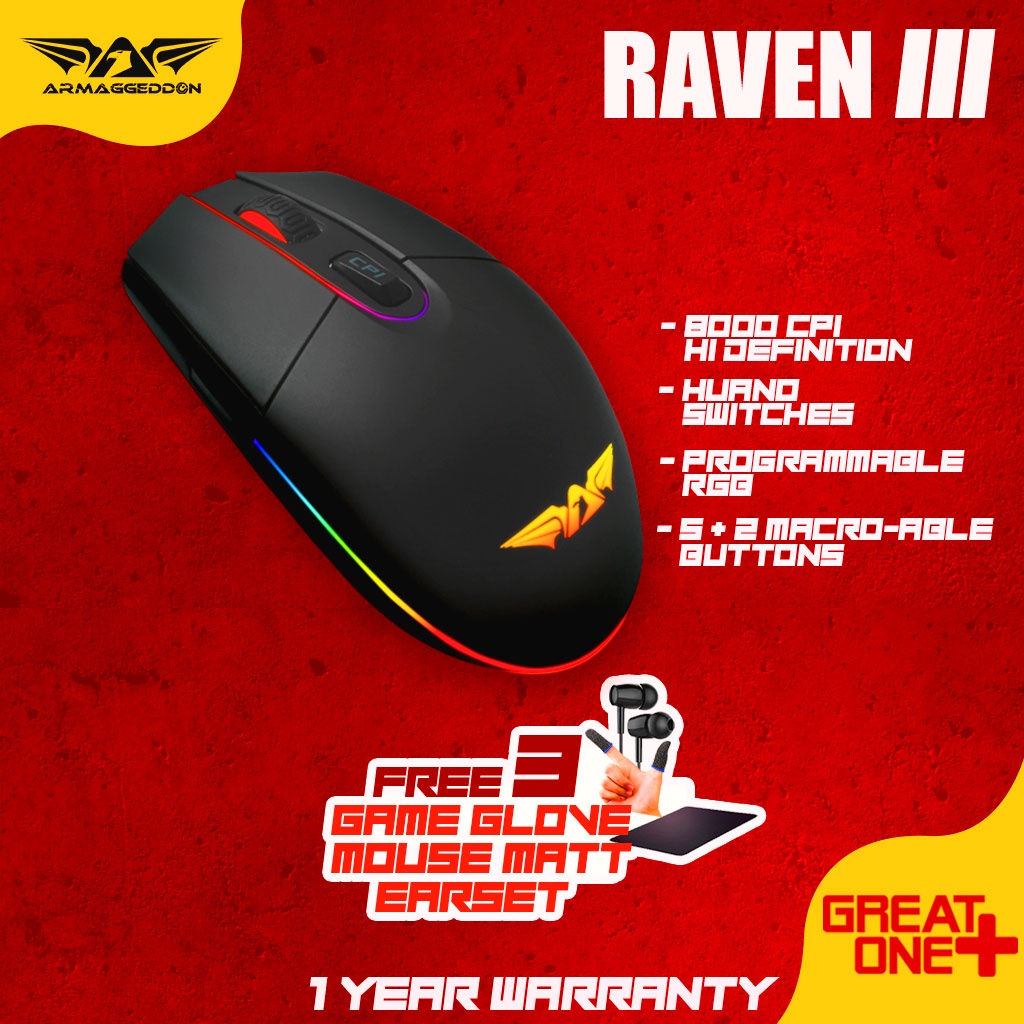 Armaggeddon Raven Wired Cpi Rgb Macroable Gaming Mouse