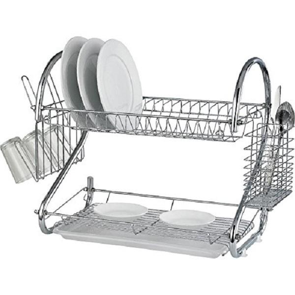 Rak Pinggan Mangkuk 2 Tingkat Dish Rack Drainer Rak Piring Double