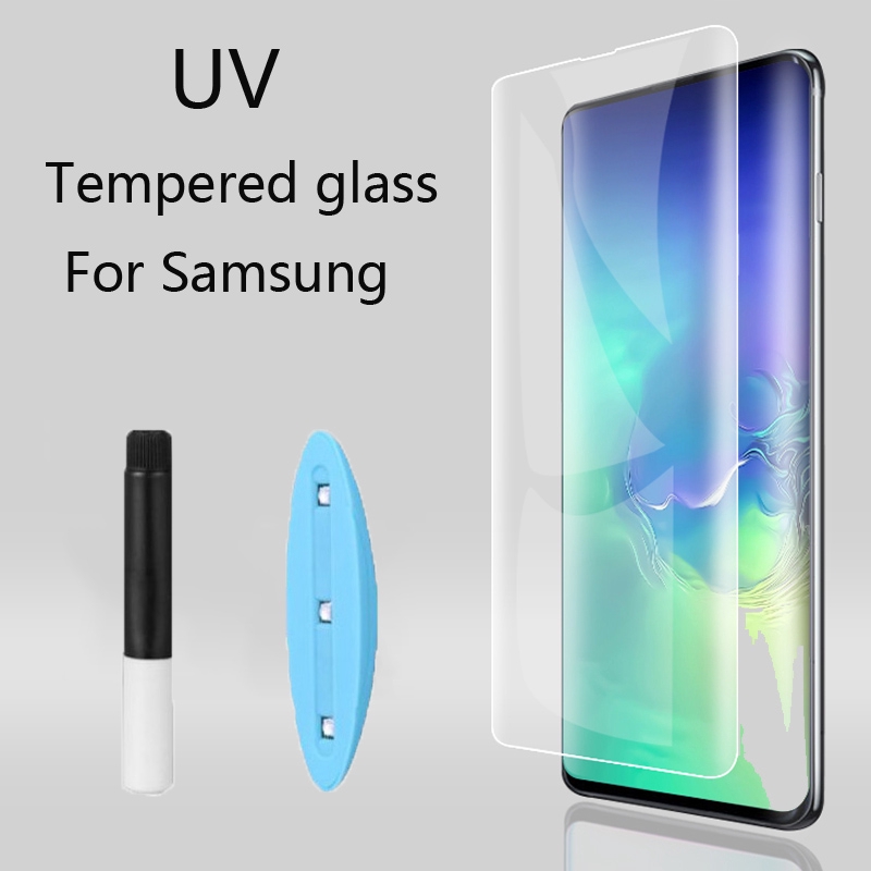 UV Light Full Glue Curved Tempered Glass Samsung Galaxy S21 S20 Ultra