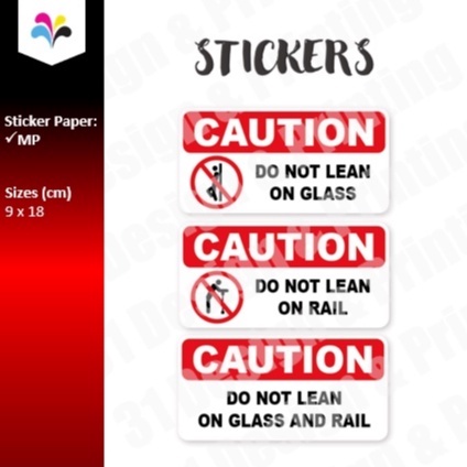 Caution Sticker Label Do Not Lean On Glass Rail Glass And Rail Stickers