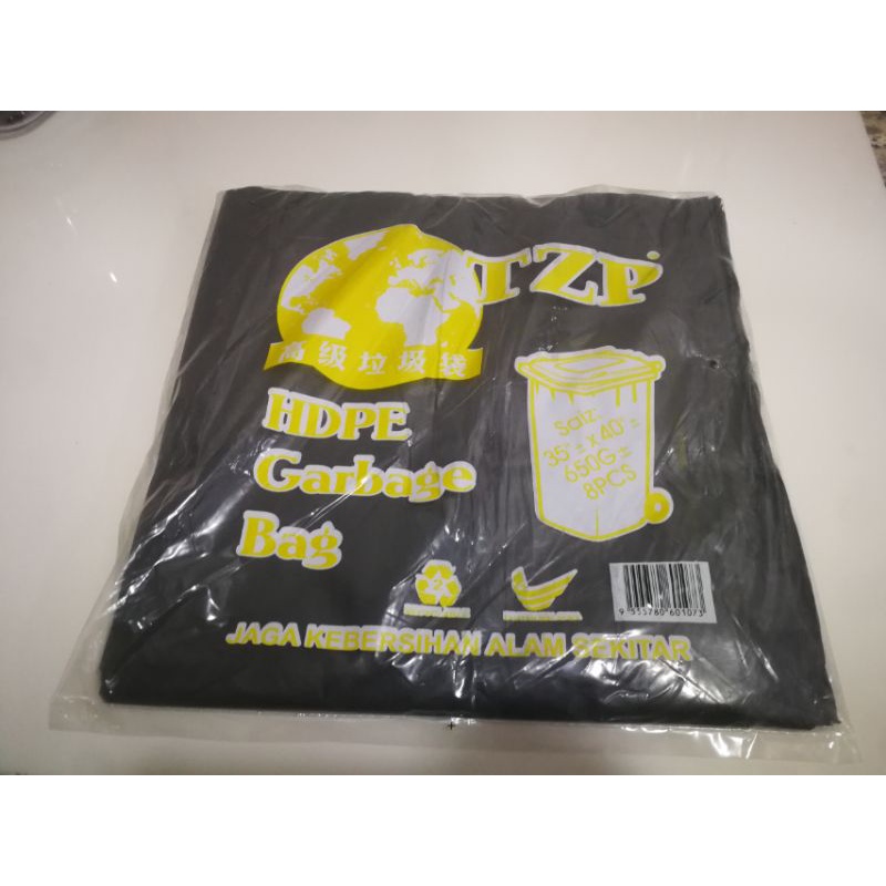 GARBAGE BAG 35 X 40 BAG PLASTIK SAMPAH HITAM TEBAL 8pcs Shopee