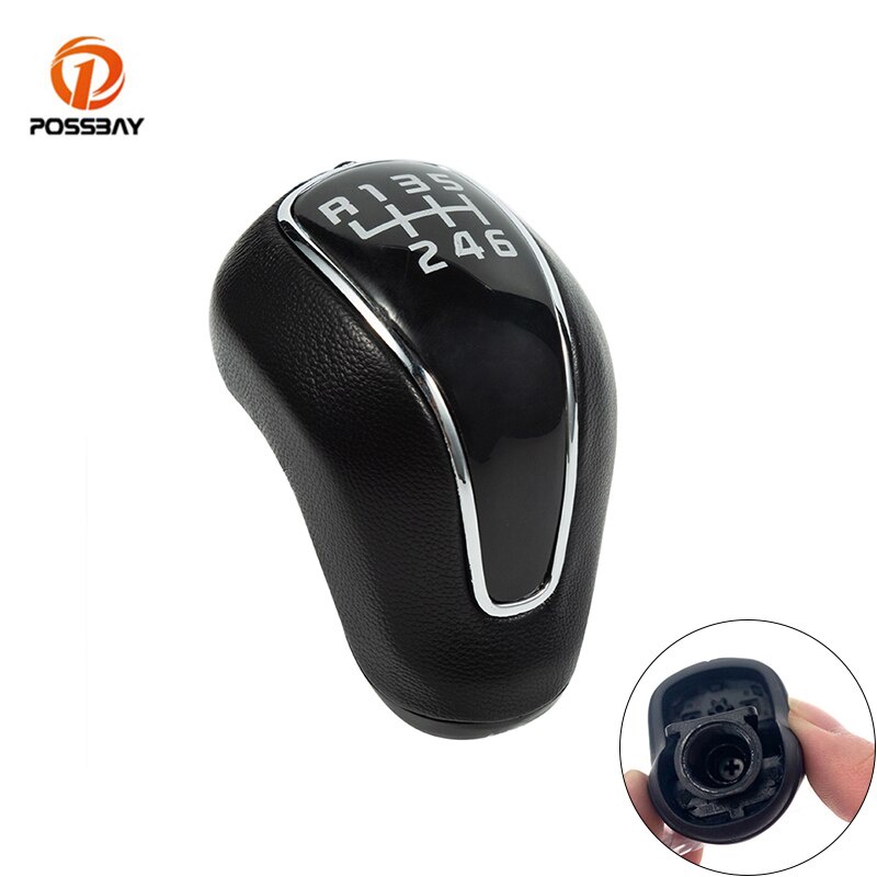 Speed Car Gear Shift Knob Black Leather Manual Shifter Lever Car