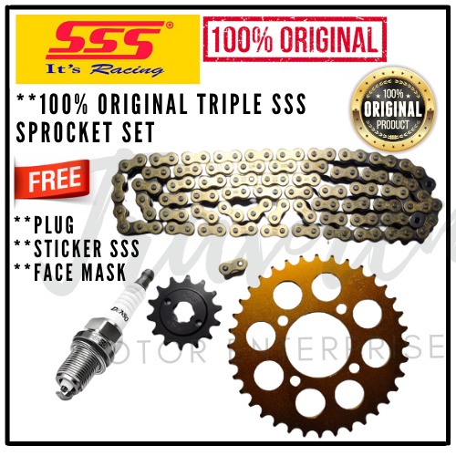 TRIPLE SSS RS150 RS 150 RS SPROCKET FULL SET 415 GOLD SPROCKET GOLD