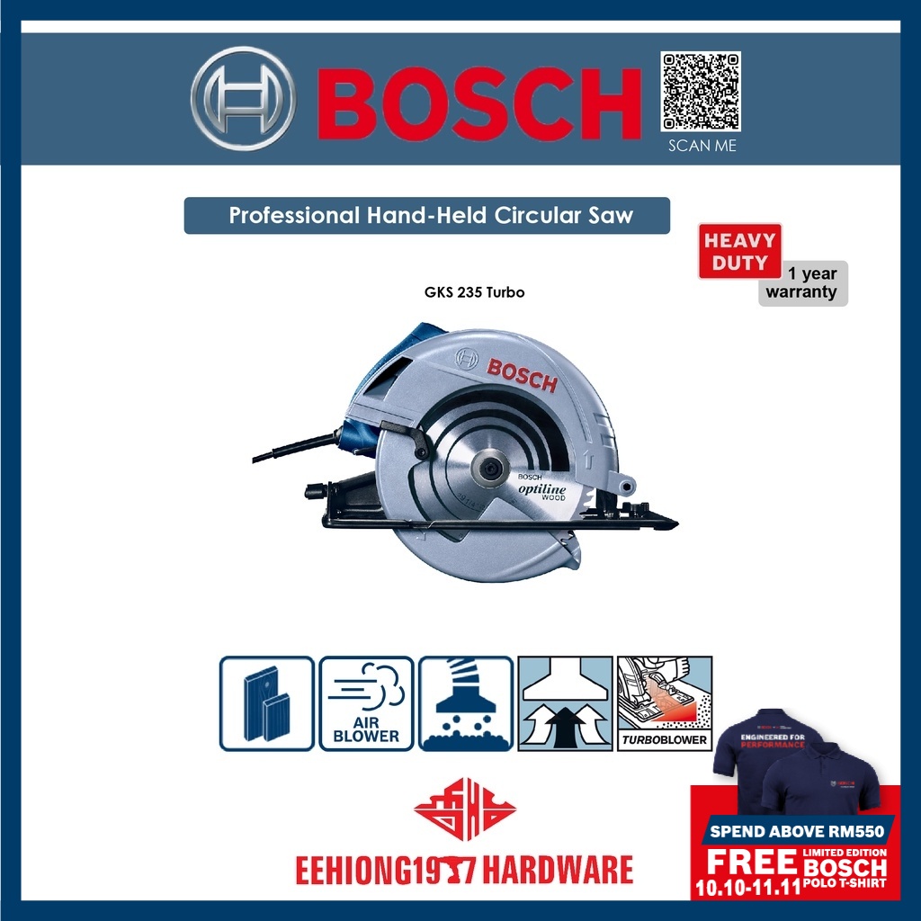 Bosch Gks Turbo Professional Hand Held Circular Saw With Hex Key