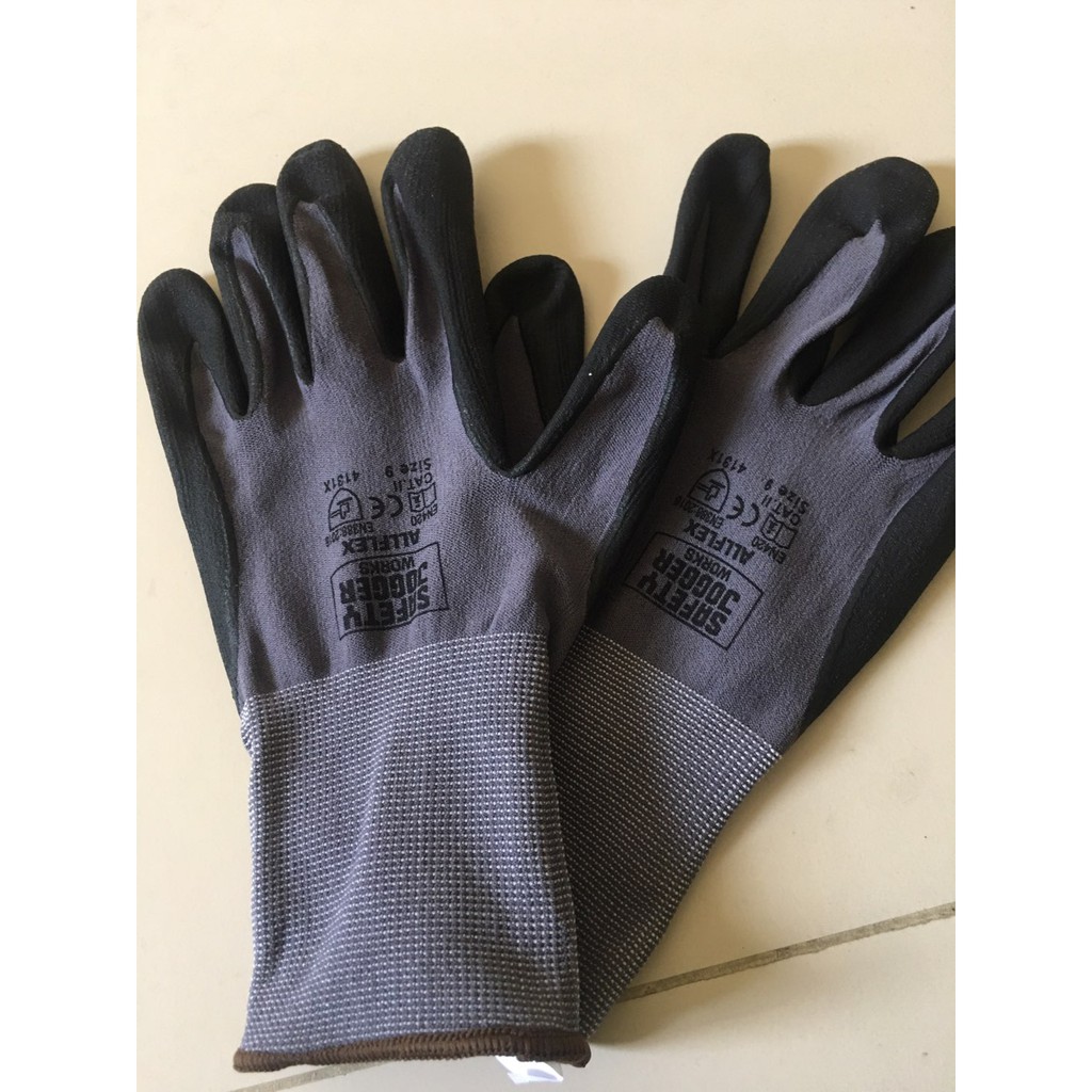 Safety Jogger Allflex Gloves Nylon Nitrile Pair M L Xl Grey