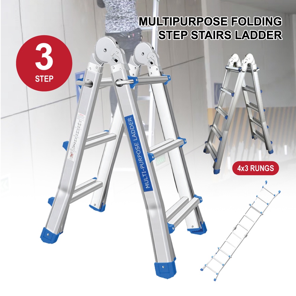 Multipurpose Aluminium Telescopic Ladder Extension 3 4 Steps Ready