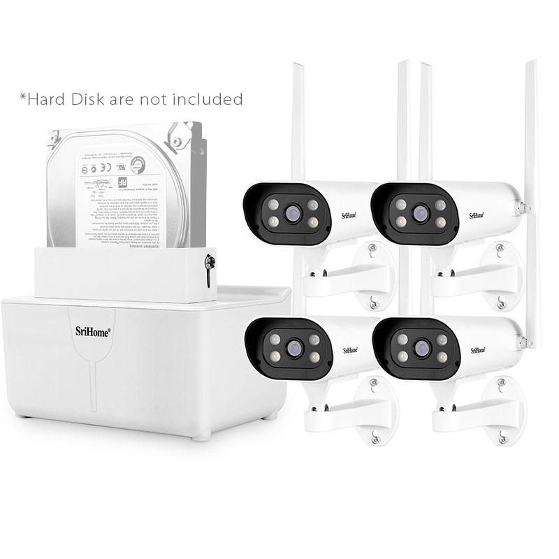 SriHome NVS004 4 8CH NVR Kit Wireless Security System 1080P FHD