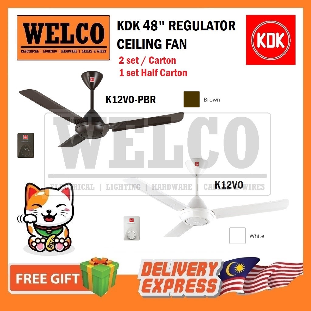 KDK 48 120CM 3 BLADE JUNIOR REGULATOR CEILING FAN K12V0 K12VO PBR