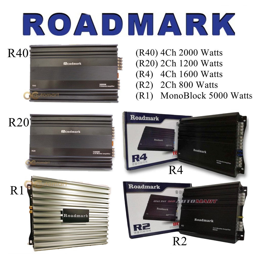 Roadmark Amplifier AB HIGH PERFORMANCE MOSFET CAR AMPLIFIER 2 Channel