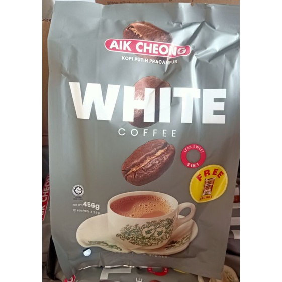 AIK CHEONG Cafe Art 3in1 456g 38g X 12 Sachets White Coffee Less