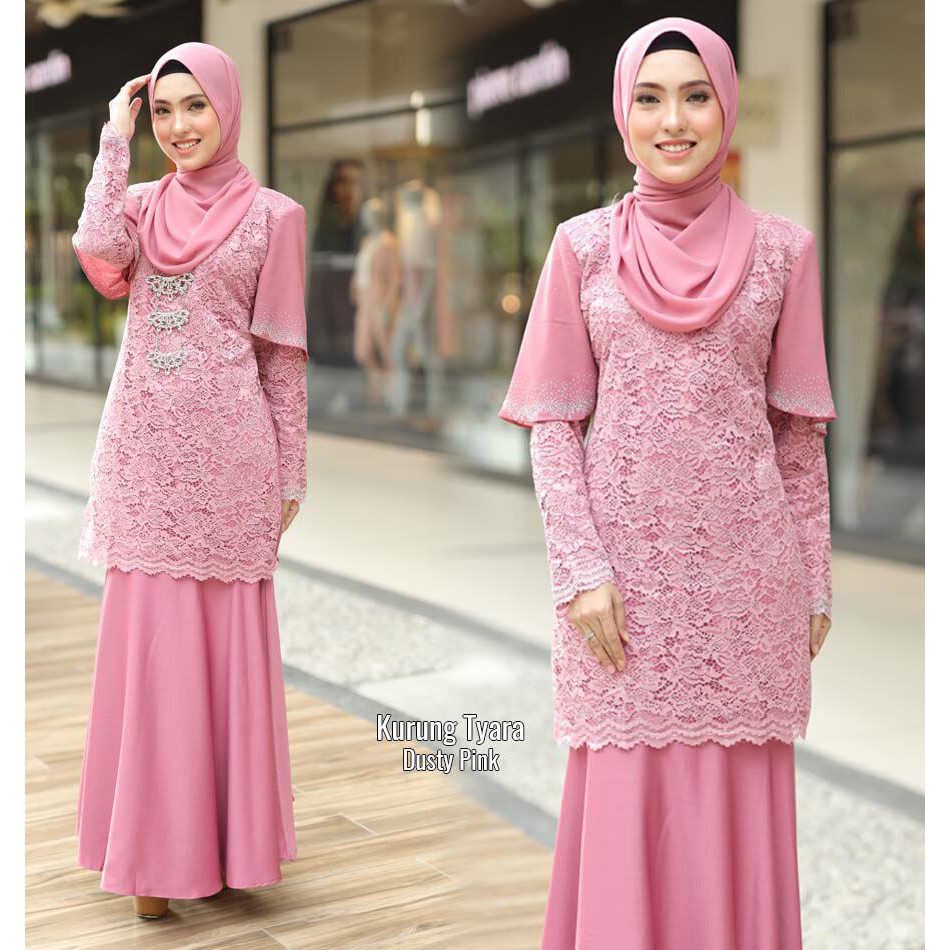 KURUNG LACE BAJU KURUNG TYARA WARNA DUSTY PINK SESUAI UNTUK RAYA