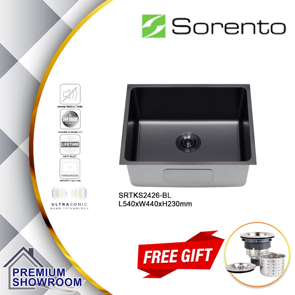 Sorento Srtks Bl Undermount Handmade Stainless Steel Nano