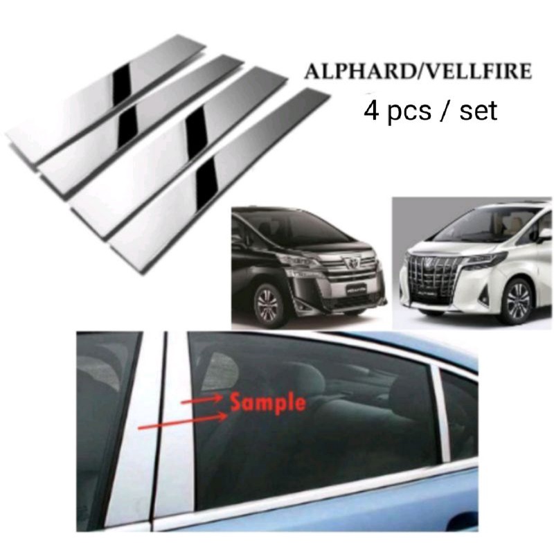 TOYOTA ALPHARD VELLFIRE WINDOW DOOR CAR PILLAR BLACK CHROME