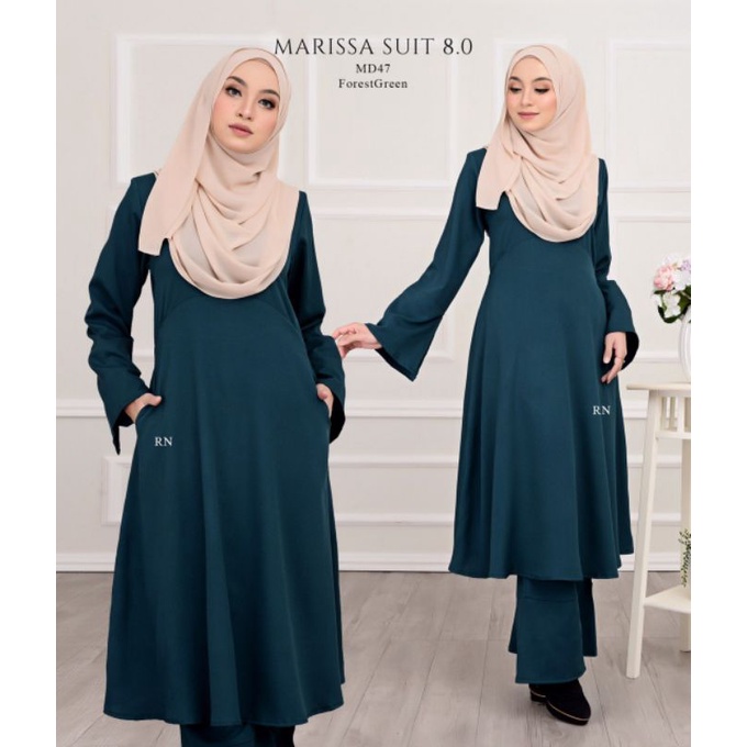 Suit Muslimah Set Marissa Suit Blouse Labuh Seluar Haji Umrah Como