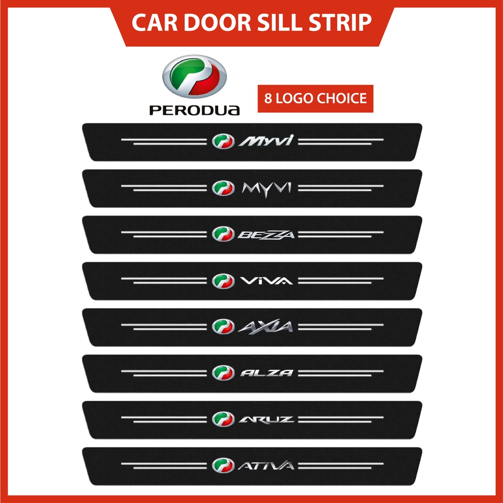 Perodua Logo Car Door Step Sill Sticker Front Rear Bonnet Anti Scratch