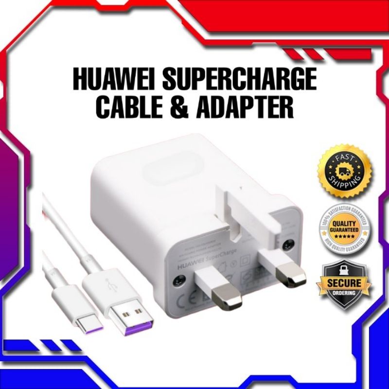 Original Huawei Supercharge Fast Charging Wire Cable Adapter Uk Plug A