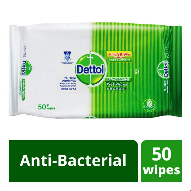 READY STOCK DETTOL 50 WIPES ORIGINAL WET TISSUE ANTIBACTERIAL VIRUS