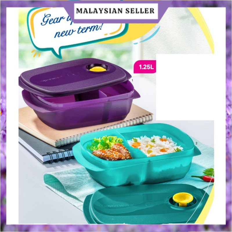 New Tupperware Reheatable Divided Lunch Box L Shopee Malaysia