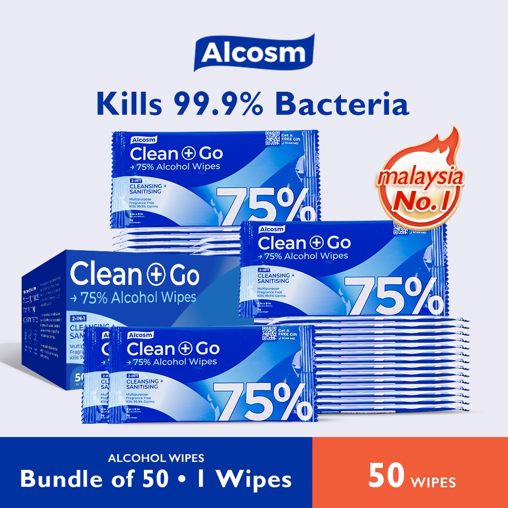 Alcosm Classic Alcohol Wipes Wet Wipes Wet Tissue Individual