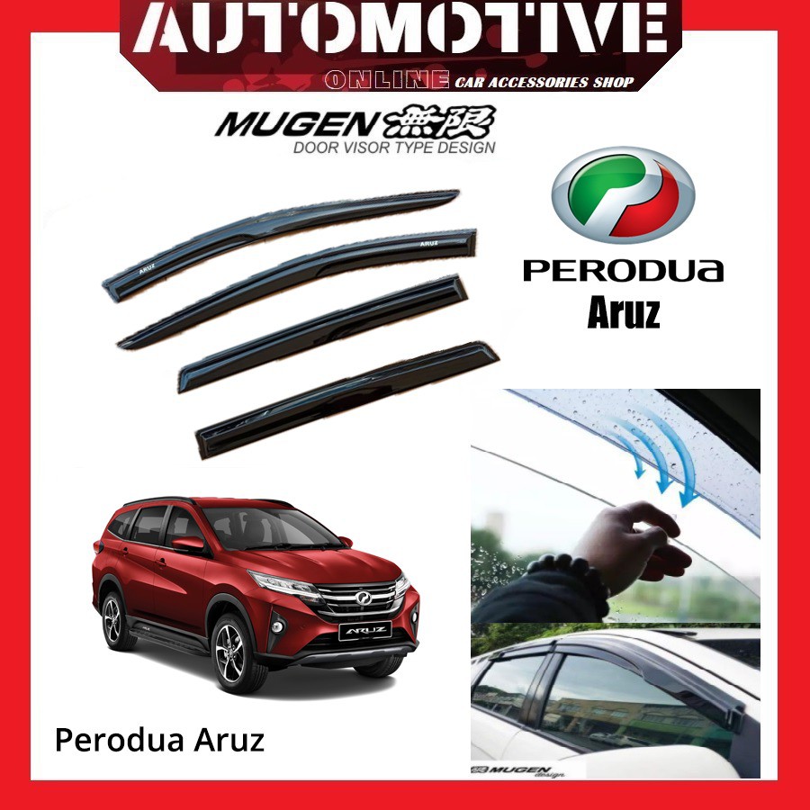 Perodua Aruz 4pcs Set Door Visor Mugen Style Air Press Window Acrylic