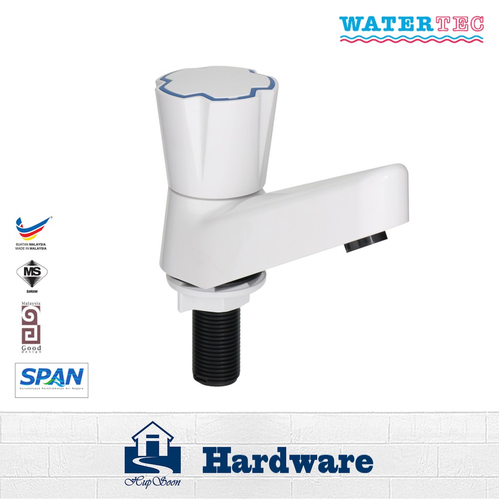 WATERTEC Basin Tap Bathroom Sink Faucet White PVC Pillar Tap 301 M Wtc