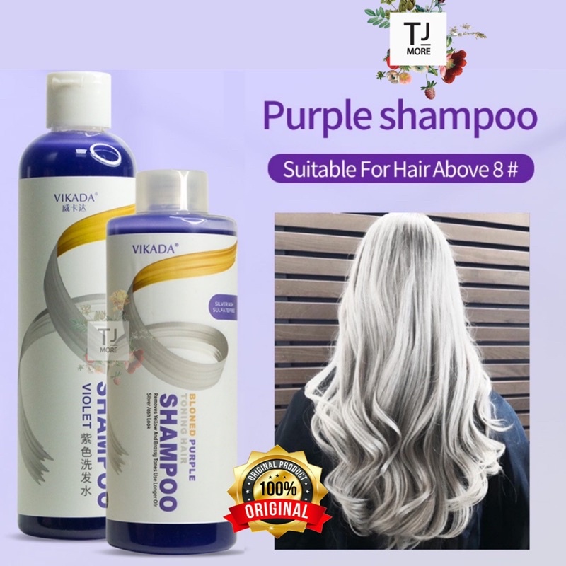 Vikada No Yellow Hair Color Shampoo Anti Brassy Purple Silver Bleach