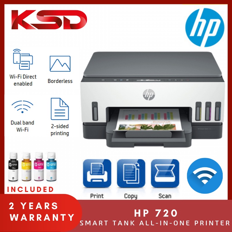 HP Smart Tank 720 All In One Printer Print Scan Copy Auto Duplex