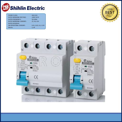 Shihlin 2pole RCCB ELCB 40A 63A 100MA 0 1A Residual Current Circuit