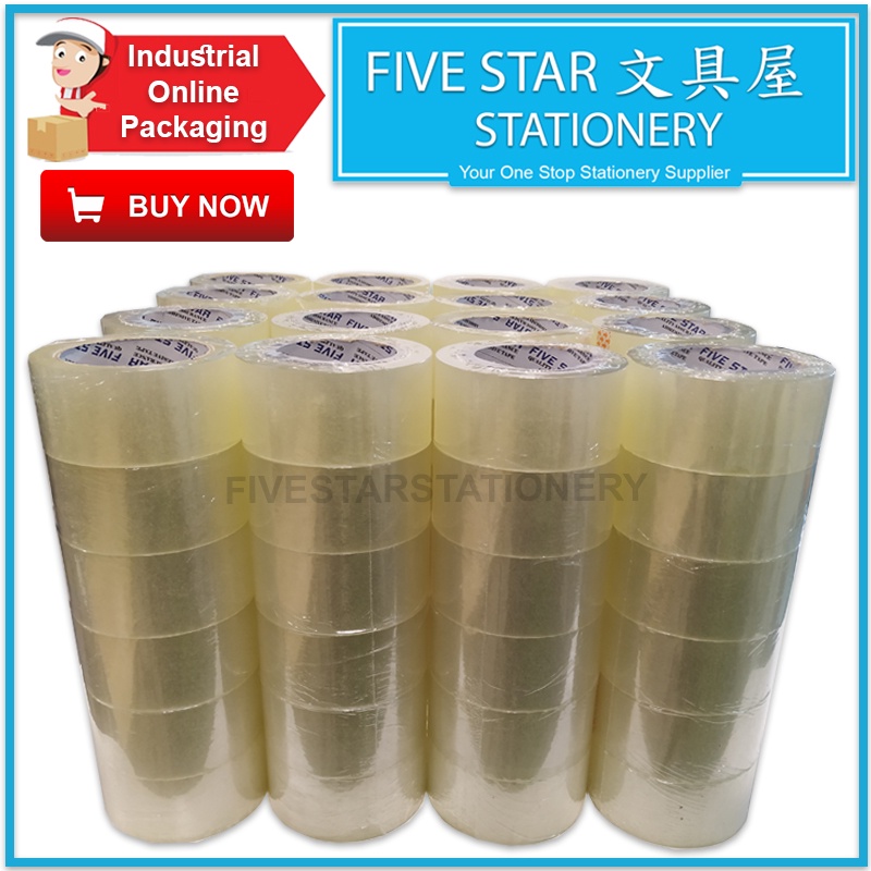 Fivestar2u 1 Carton 96pcs OPP Tape Adhesive Transparent Packaging