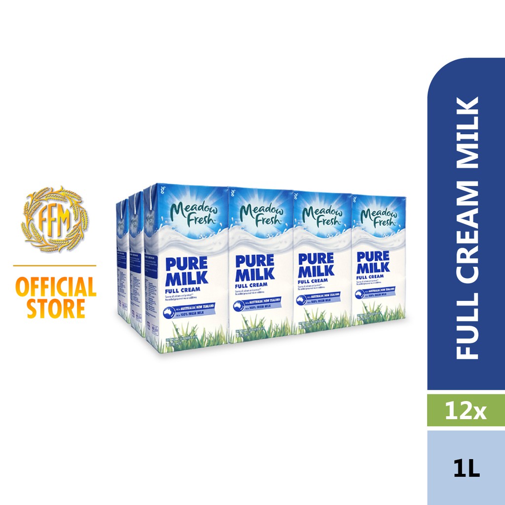 CARTON Meadow Fresh UHT Pure Milk 1L X 12 Units Full Cream Shopee