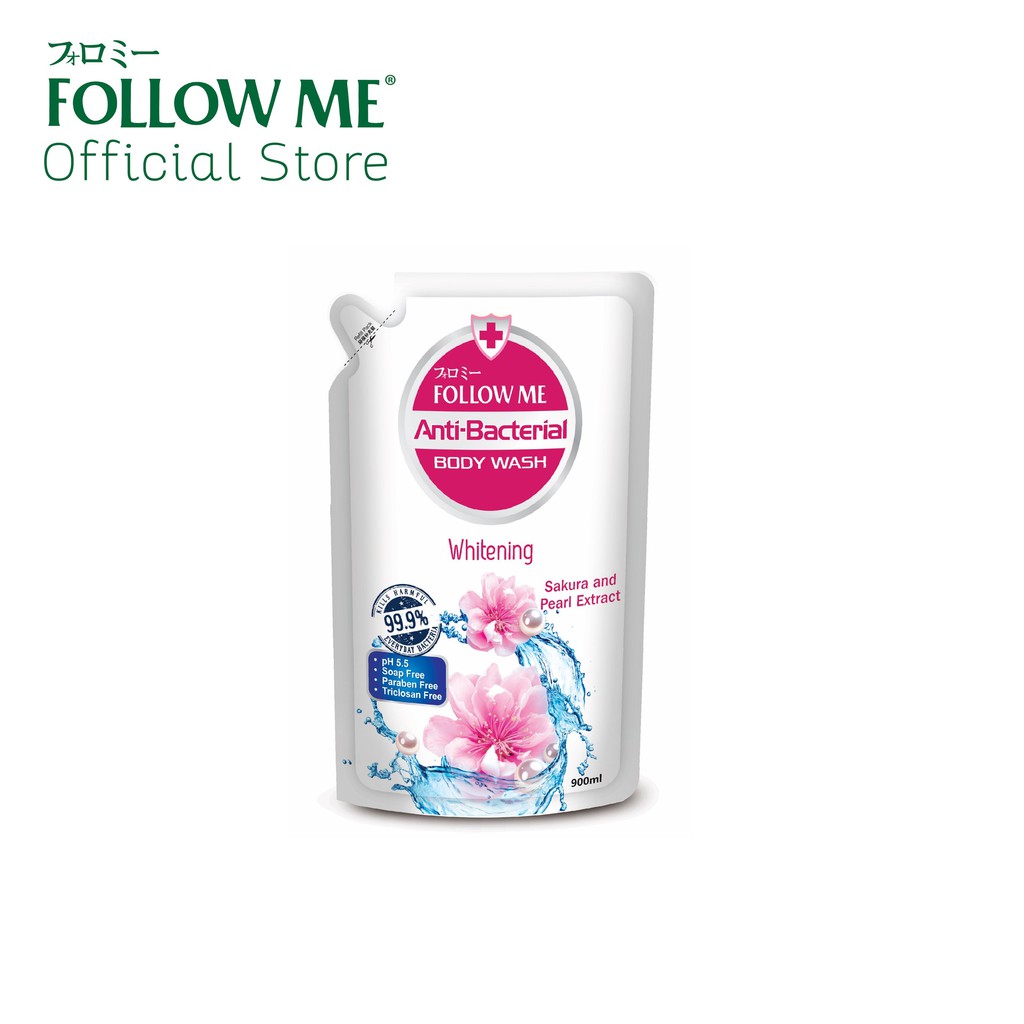 Follow Me Anti Bacterial Body Wash 900ML REFILL PACK WHITENING