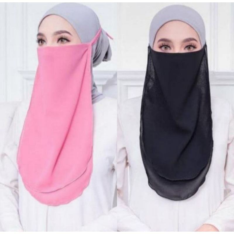 Purdah Niqab Muslimah Chiffon Layer Shopee Malaysia